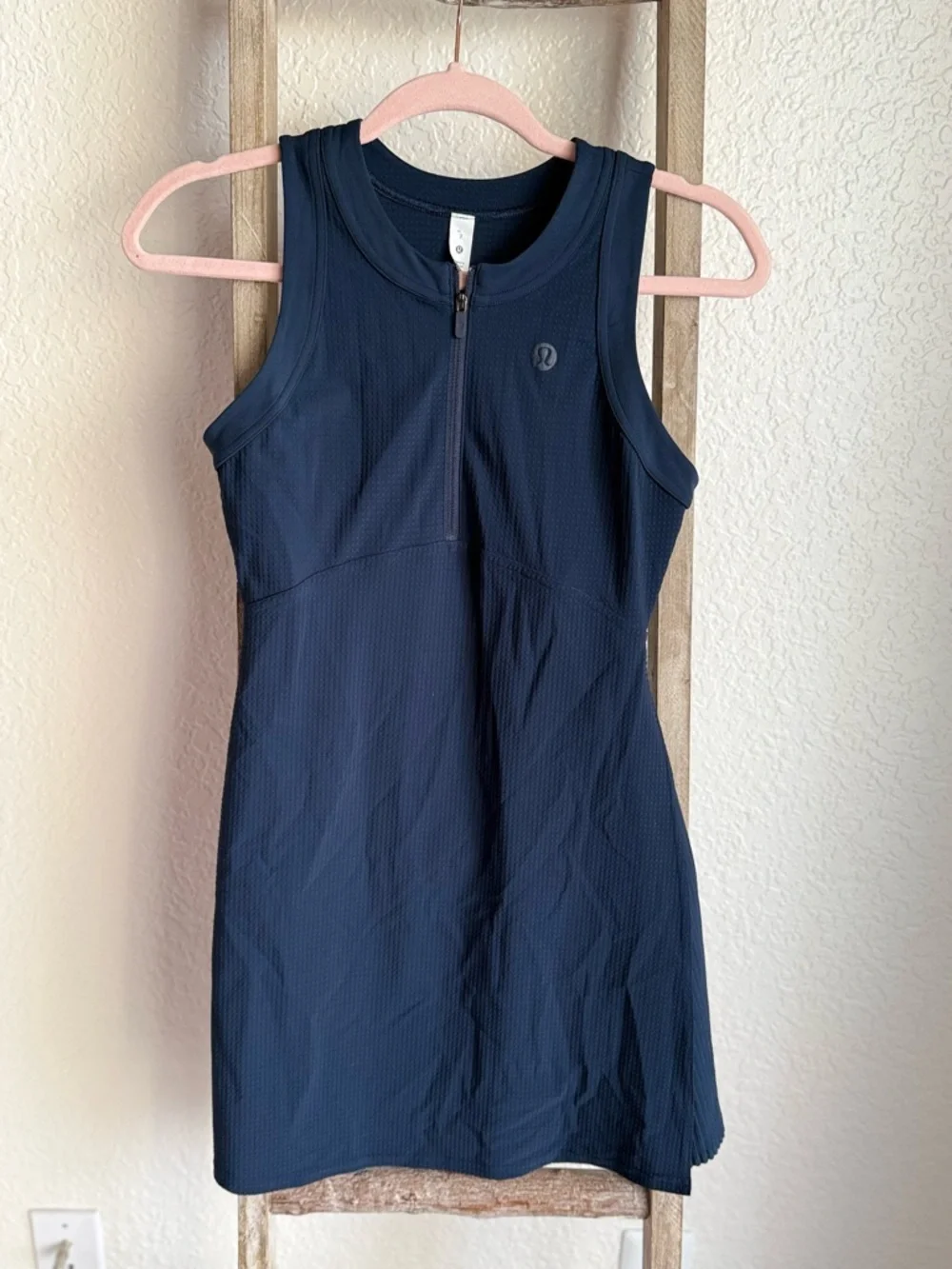 Grid-Texture Sleeveless Linerless Tennis Dress
